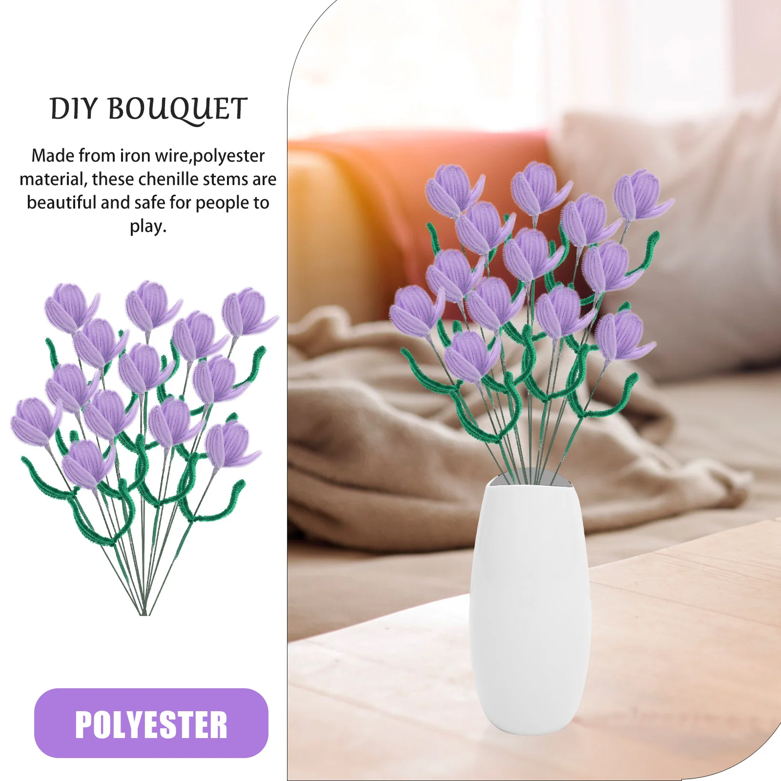 

1Set Chenille Stems DIY Twisted Stick Bendable Wire Bouquet Craft Supplies Crafting Making Material Handmade Flexible Rod