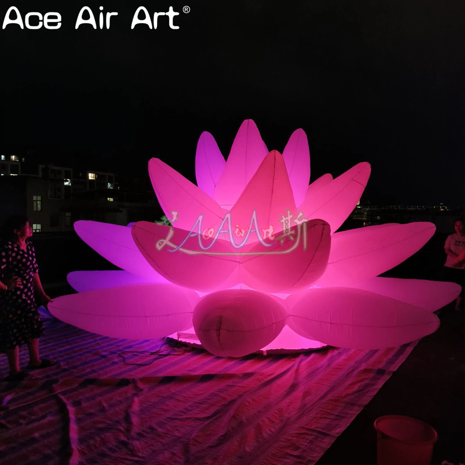 5m Diameters Inflatable LED Lighting Lotus Flower Exhibition Balloon for Advertising for Decorative Purposes