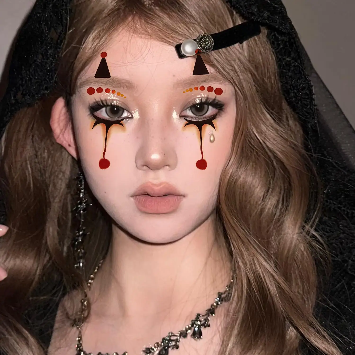 Halloween Joker Horror Face Temporary Tattoo Stickers Poker Long Lasting Face Transfer Tattoos for Carnival Cosplay Party Makeup - view 4