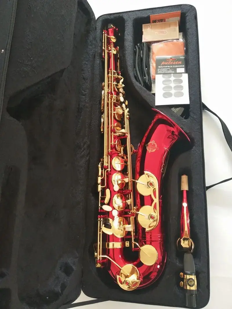 

New Tenor saxophone Best quality B Flat Tenor sax musical instrument Red with professional-grade With mouthpiece