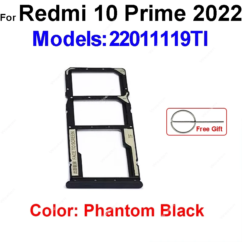 Sim Card Tray For Xiaomi Redmi 10 Prime 4G 2022 SIM Card Slot Sim Card Reader Holder Flex Ribbon Cable Repair Replacement Parts