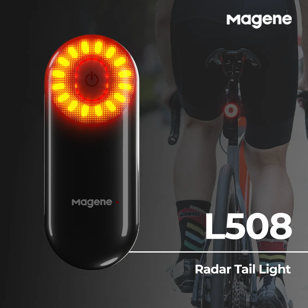 Magene-enquêter arrière de vélo à détection de freinage, radar intelligent L508, 5 modes, feu arrière, chargement USB, lumière LED de vélo