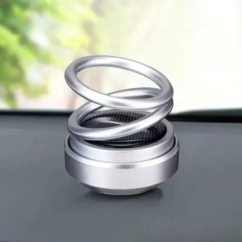 Car Aromatherapy Solar Energy Automatic Suspension Double Ring Perfume Rotating Creative Jewelry Perfume Ornaments Accessories