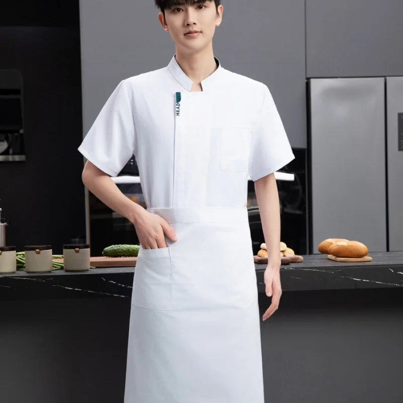 تقديم الطعام فندق مطعم الشيف قصيرة الأكمام رقيقة الصيف موحدة المعجنات الشيف مخبز الشيف مقصف ملابس العمل ملابس المطبخ مع