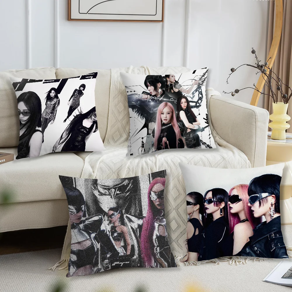 Hot Kpop A-Aespa-S Whiplash Pillow Case Sofa Living Room Headboard Bedroom Backrest Cushion Square Cushion Nap Time