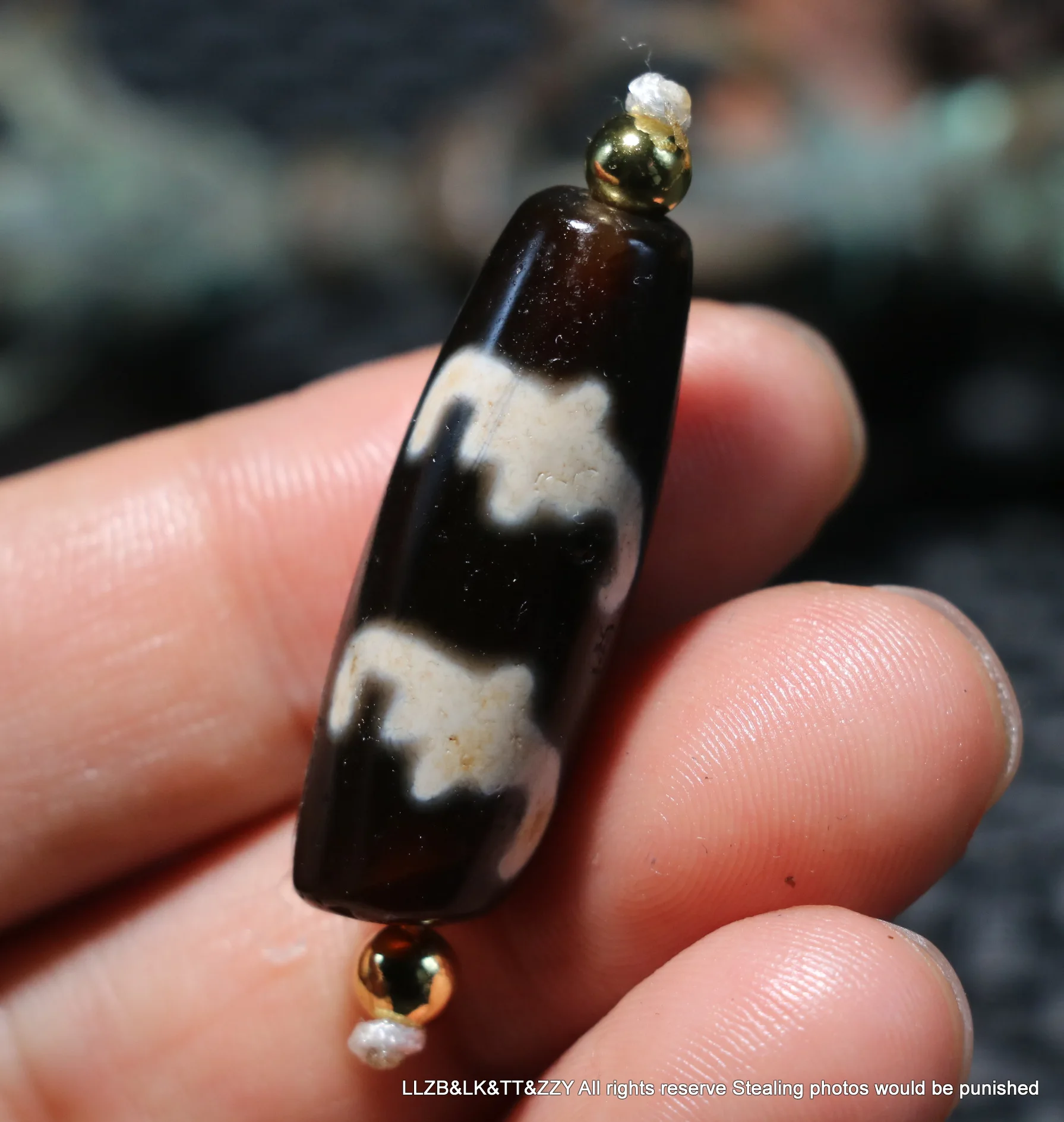 

Energy Tibetan Old Agate 5 Vampire Bats Big Fortune Symbol dZi Bead Fit For Making Bracelet Amulet