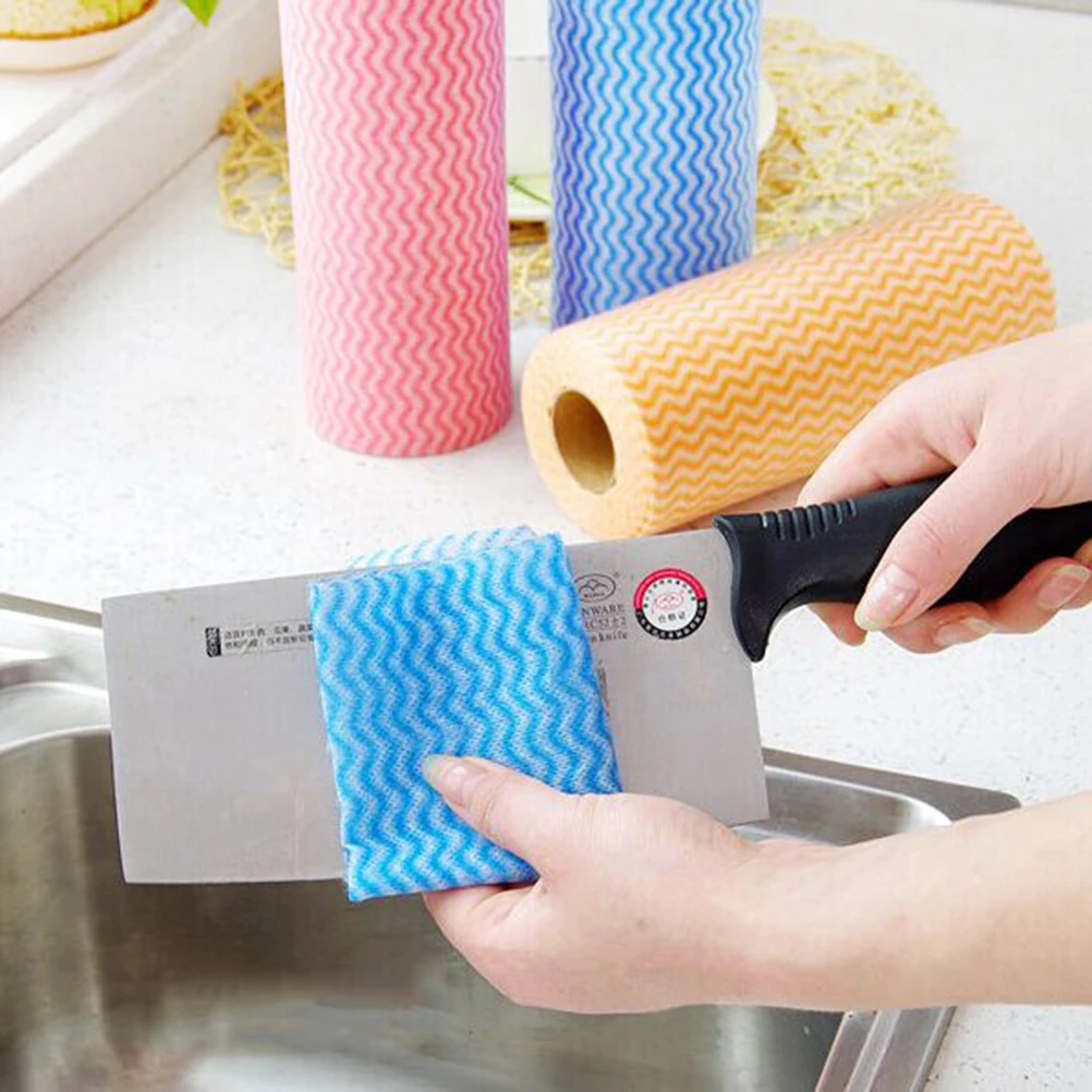 

50pcs Bacteria-Free Non-Woven Cleaning Cloth Washable Reusable Dish Towels Strong Oil Absorption 4 Colors For Kitchen Home