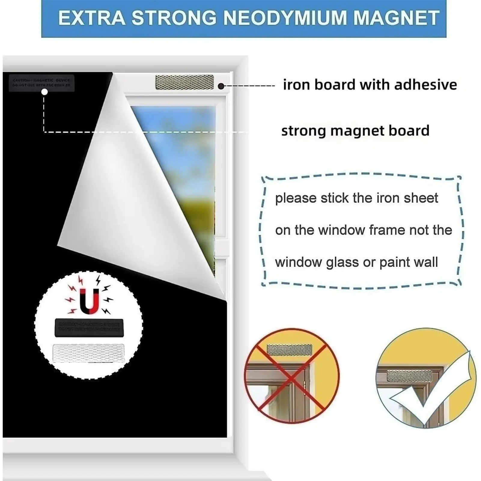 Blackout Window Film Magnetic Portable RV Window Shade Home Accessories For Car Rental Travel Vehicle Offices Trailer Door Patio