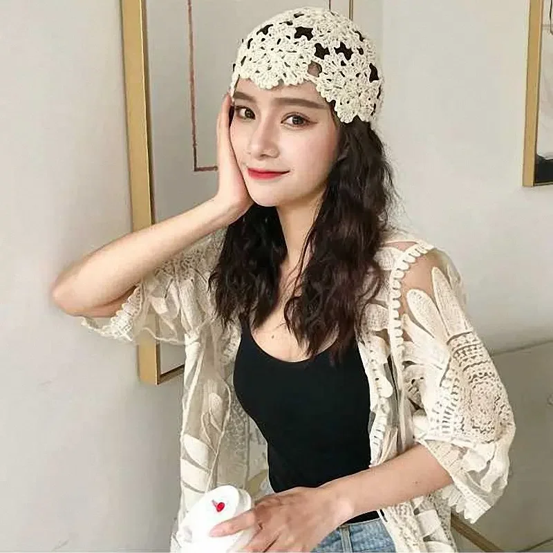 2020 New Fashion Vintage Temperament Knitted Hat Spring Women Summer Breathable Decoration Beanie Caps Elegant Knitted Hat