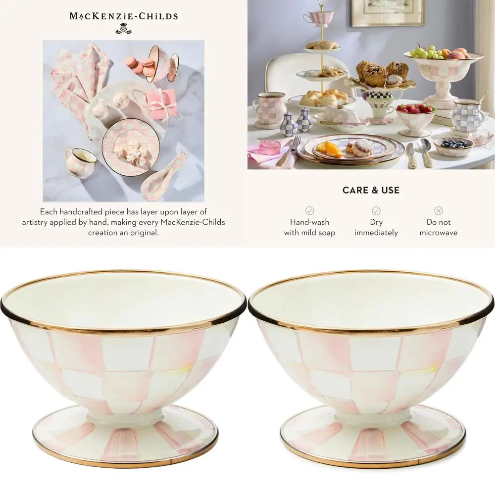 

Розово-белая полосатая чаша для мороженого на 2 порции для сервировки