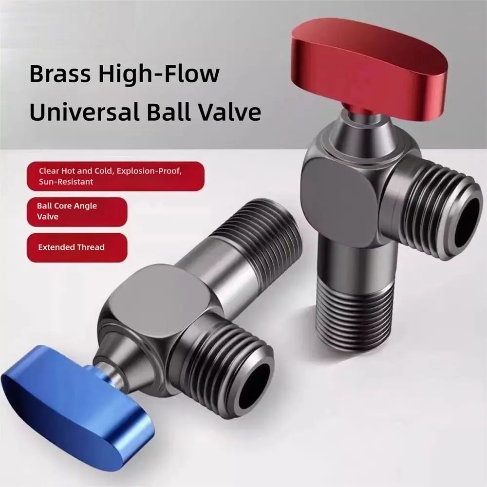 

High Quality Red Blue Water Control Valve Thicken Brass Corner Valve Fully Open Cold and Hot Distinction Ball Valve Bathroom