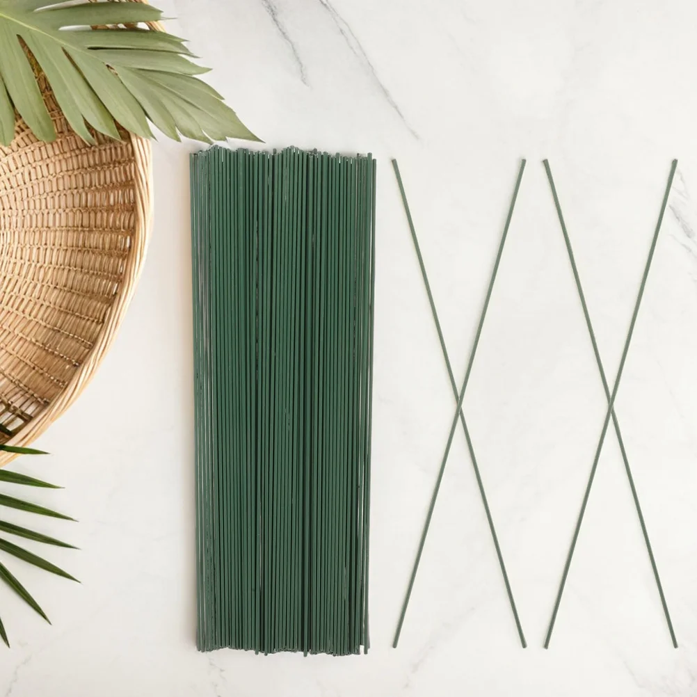 60Pcs Green Artificial Flower Wire Stems 40cm for DIY Crafts Bouquets Wreaths Floral Arrangement Supplies Green Floral Stems