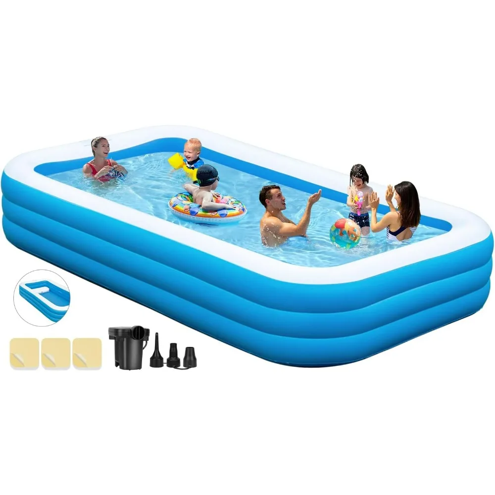 

Inflatable Pool with Seat, 130"x72"x22" Large Blow Up Pool Inflatable Swimming Pool for Adults, Swimming Pools Above Ground