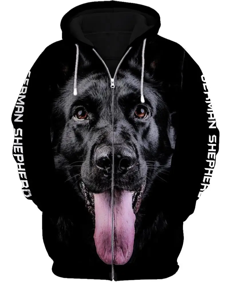 Love Dog German Shepherd 3D Printed Hoodies Men For Women Zipper Hoodie Casual Street Tracksuit 01