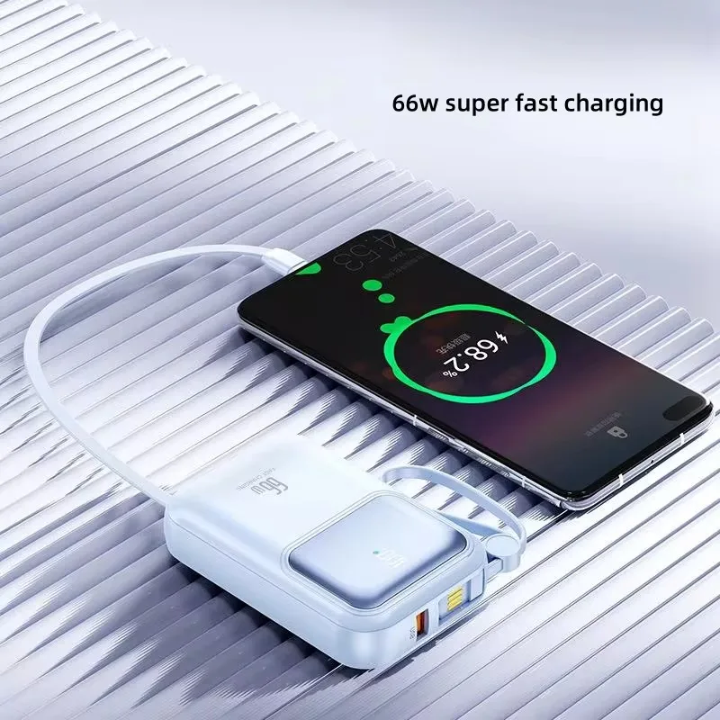 Mini Super Fast Charging PD20W+USB 22.5W Power Bank 10000mah with Built-in Cable Portable PowerBanks for IPhone HUAWEI Xiaomi