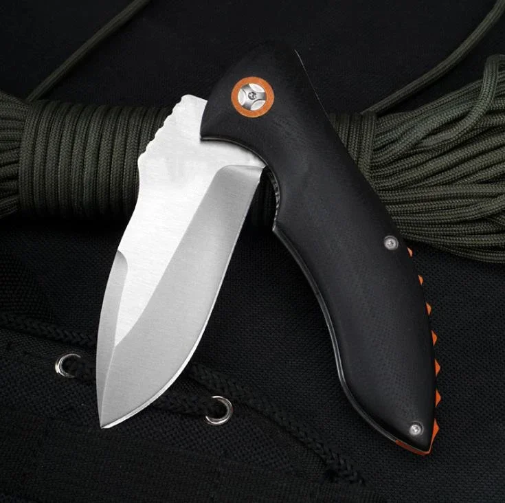 

Outdoor Folding Knife G10 Handle 9cr18mov Blade Camping Safety Lifesaving Portable Pocket Knives EDC Tool