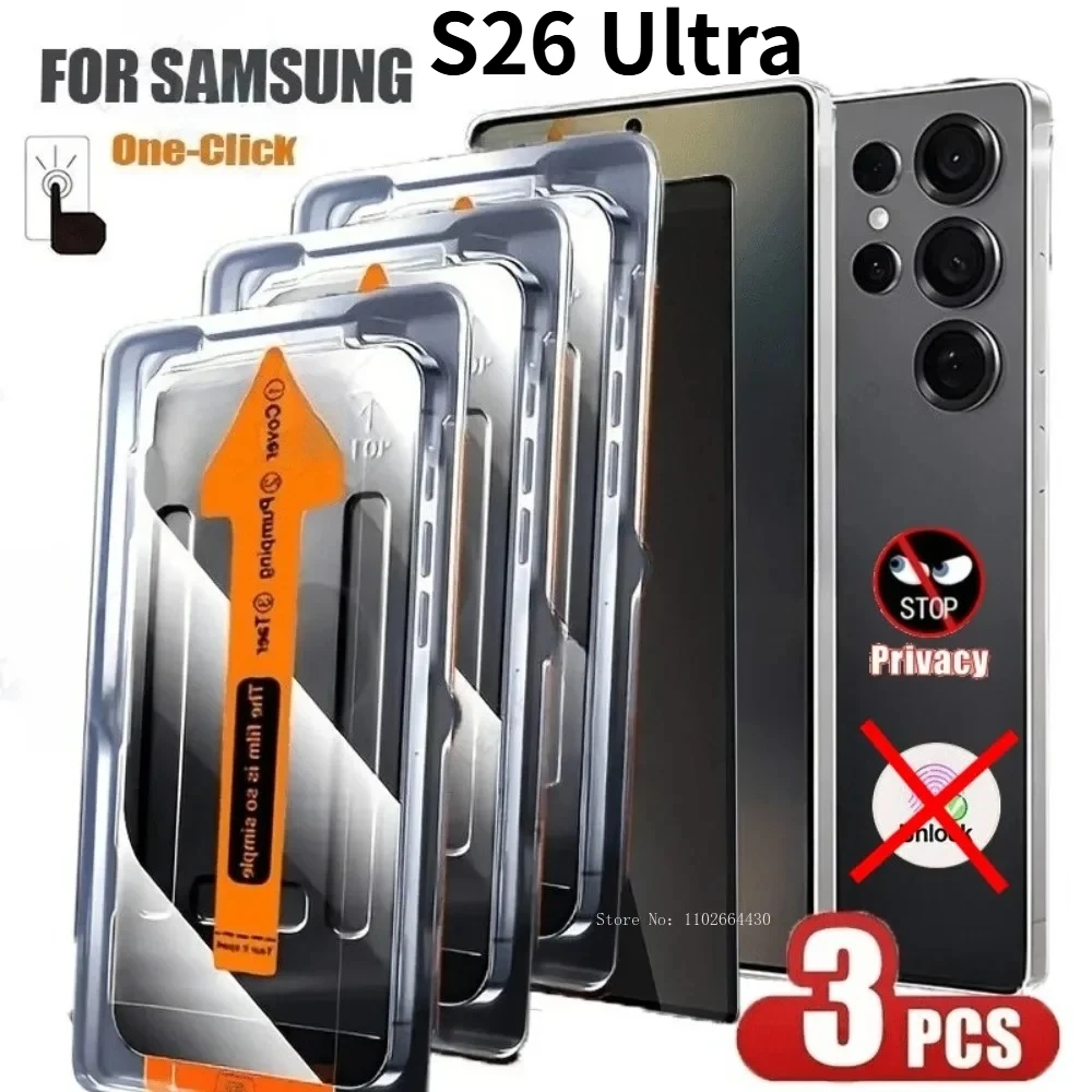 3PCS Privacy 9H Anti-Scratch Flim für Samsung Galaxy S26 Ultra S25 Edge S24 Plus FE Einfache Installation Staubdichter Vollflächenschutzfilm