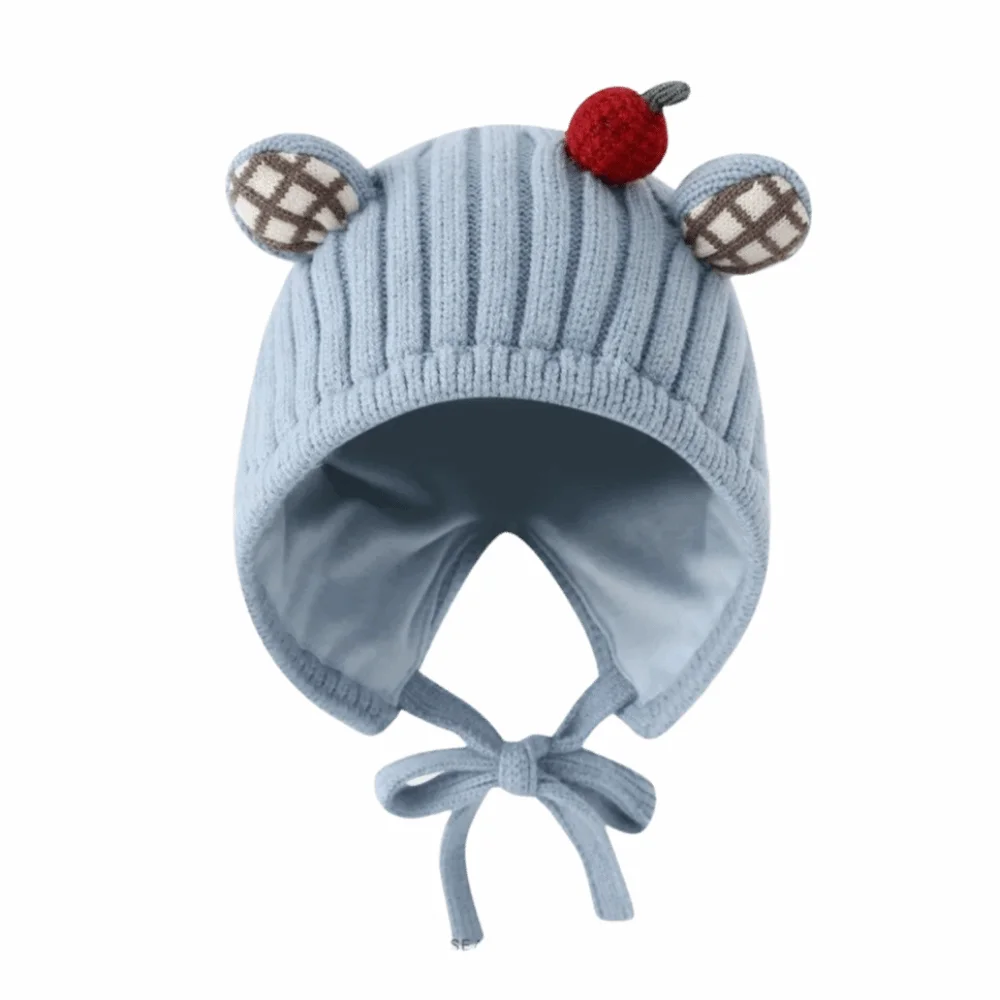 

Cute Winter Baby Crochet Hat Cold-Resistant Breathable Toddler's Plush Knitted Hat Windproof Solid Color Kids Ear Protection Hat