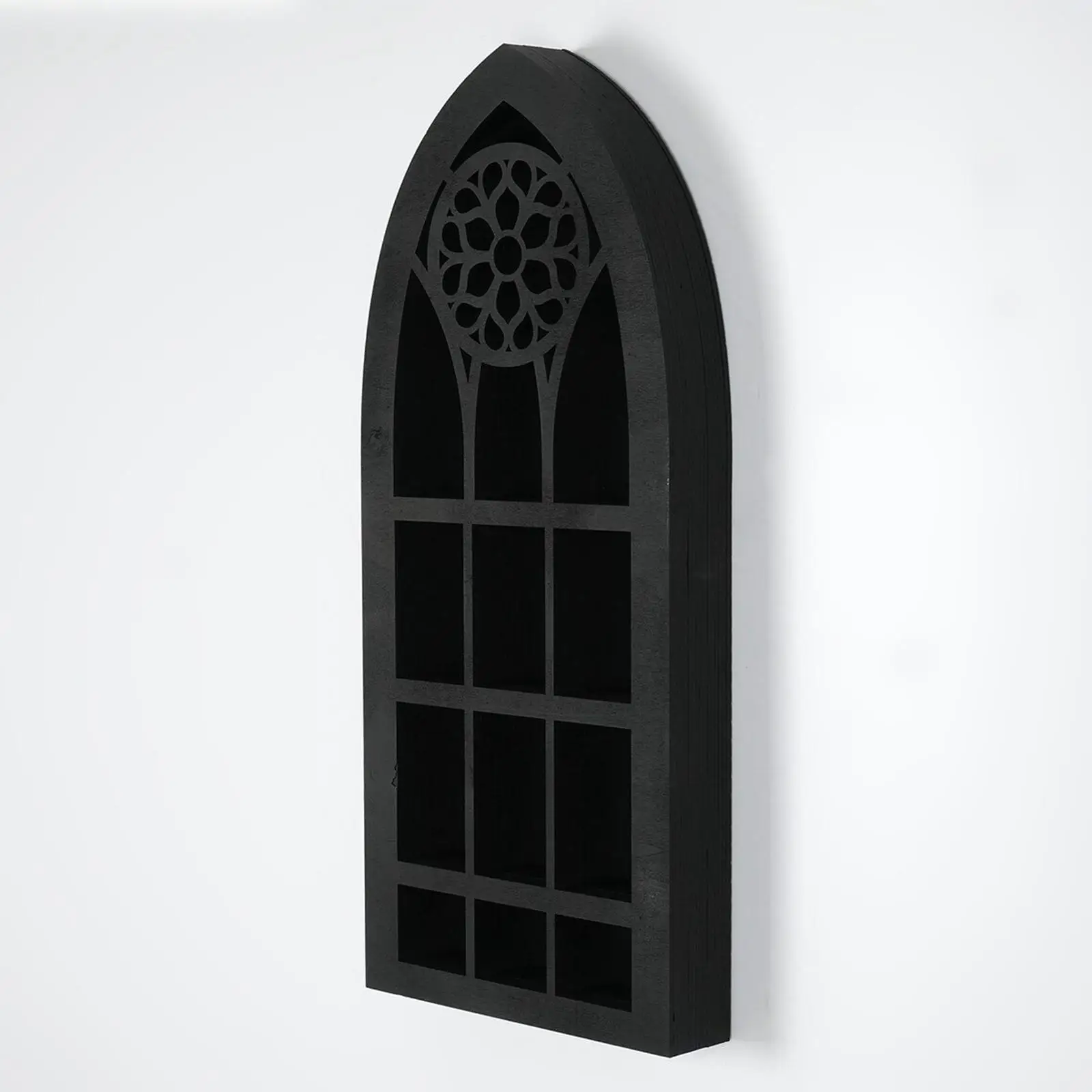 Wall Decor Display Shelf Church Window Design 9 Slot Wooden Shelf for Wall