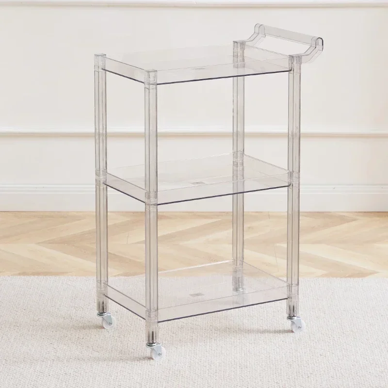 household kitchen cart portable mobile trolley Nordic transparent acrylic storage shelf Hand cart Living room sofa side table