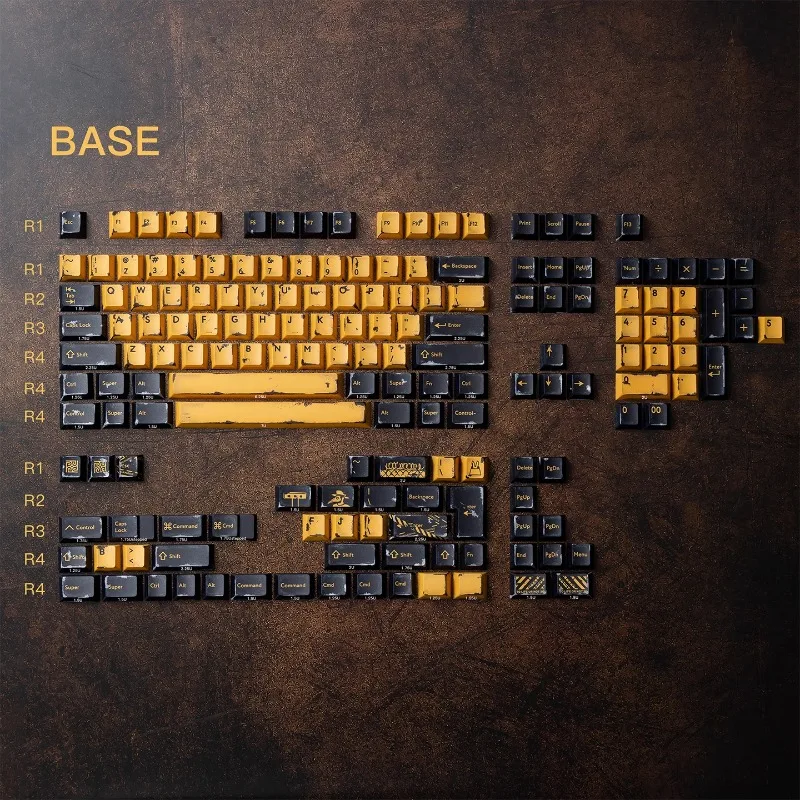 Battle Damage Theme Keycaps TUTKEYS & PBTfans Erosion Dye-Sub PBT Cherry Profile Rusted Key Caps Mechanical Keyboard Accessories