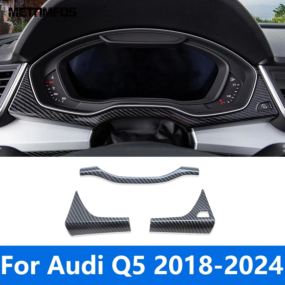 For Audi Q5 2018-2021 2022 2023 2024 Carbon Fiber Dashboard Instrument Board Cover Trim Frame Interior Accessories Car Styling