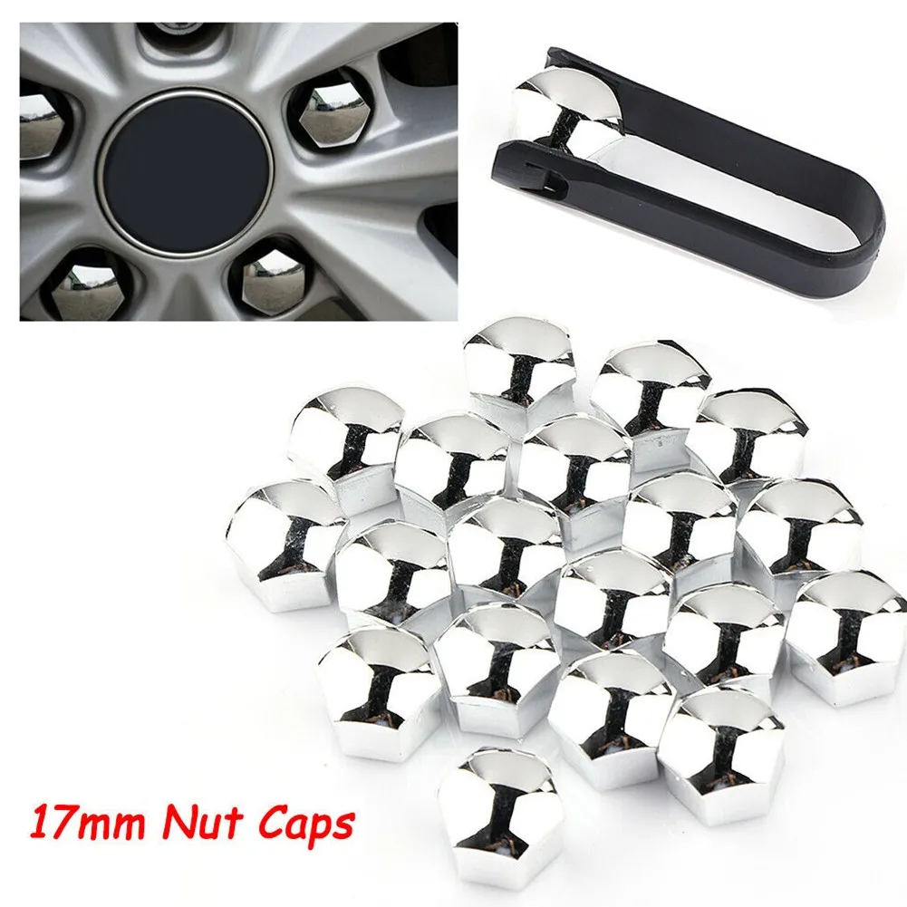 

20pcs 17mm Silver Alloy Wheel Nut Bolt Caps For Any Car Electroplated Silver 20pcs Allen + 1pc Black Clip Fit Any Car Wheel 17mm