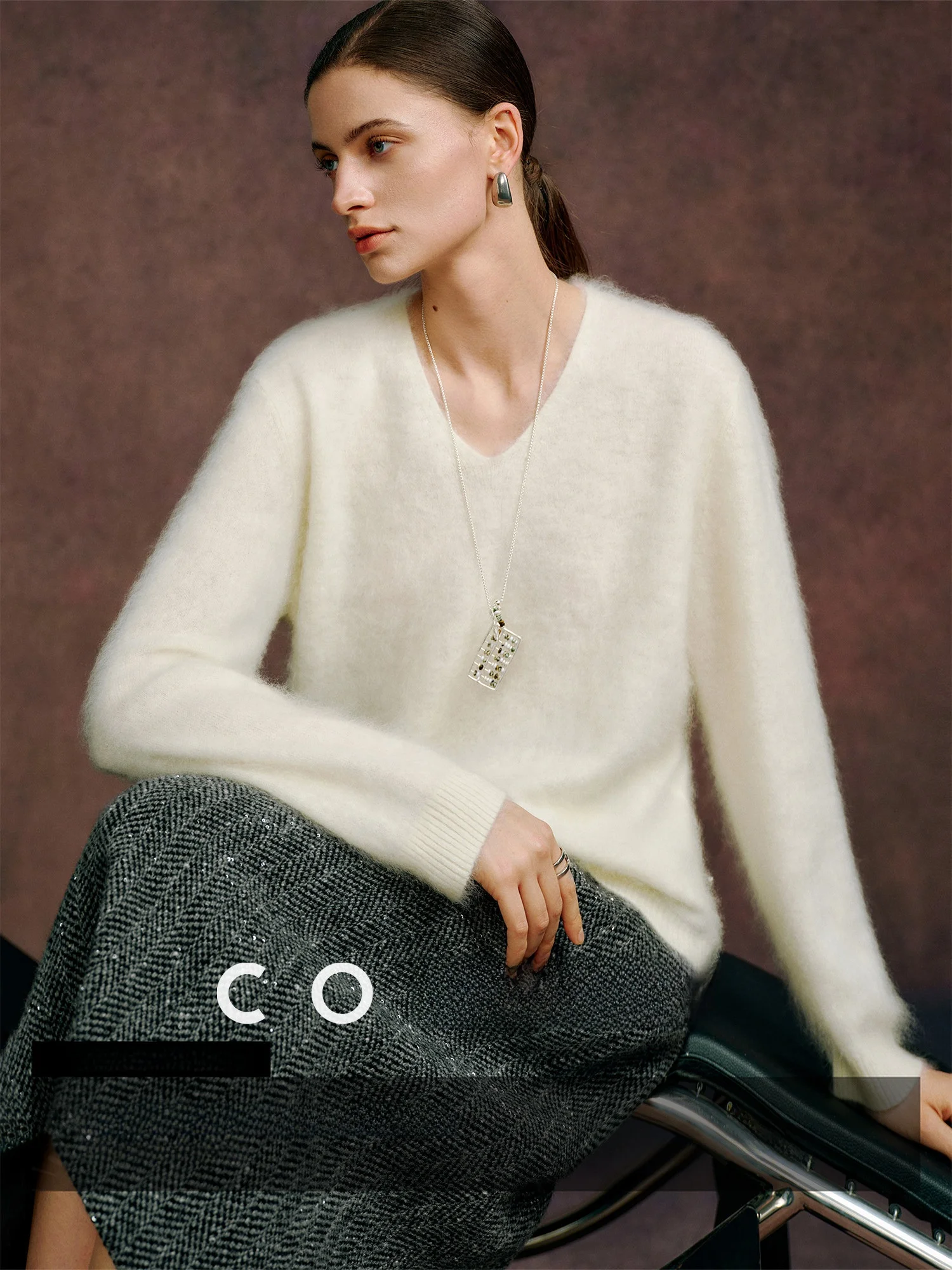 

Мягкий вязаный пуловер с длинным рукавом и V-образным вырезом для женщин, осенне-зимний, 100% шерсть, простой свободный крой