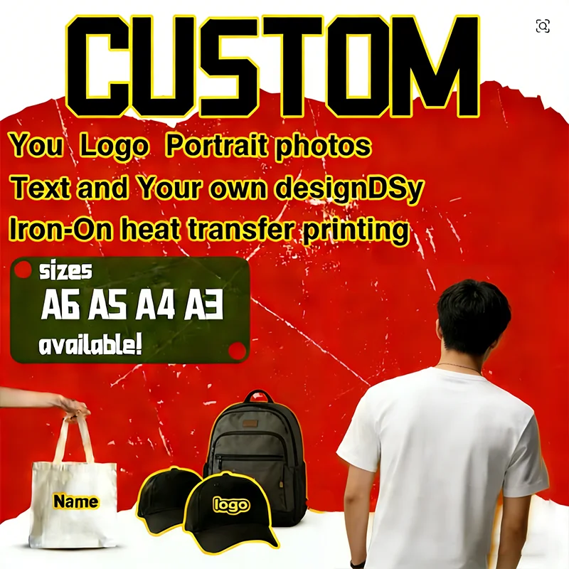 DTF Heat Transfer Printing Custom Logo or Photo Printing Image Ironing Hot Paper Ironing DIY T-Shirt Bag Stickers