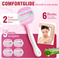 Safety Razor for Women Facial Hair Remover with Aloe Vera Strip Smooth Shaving Razors for Face Arms Legs Hands Underarms Bikini