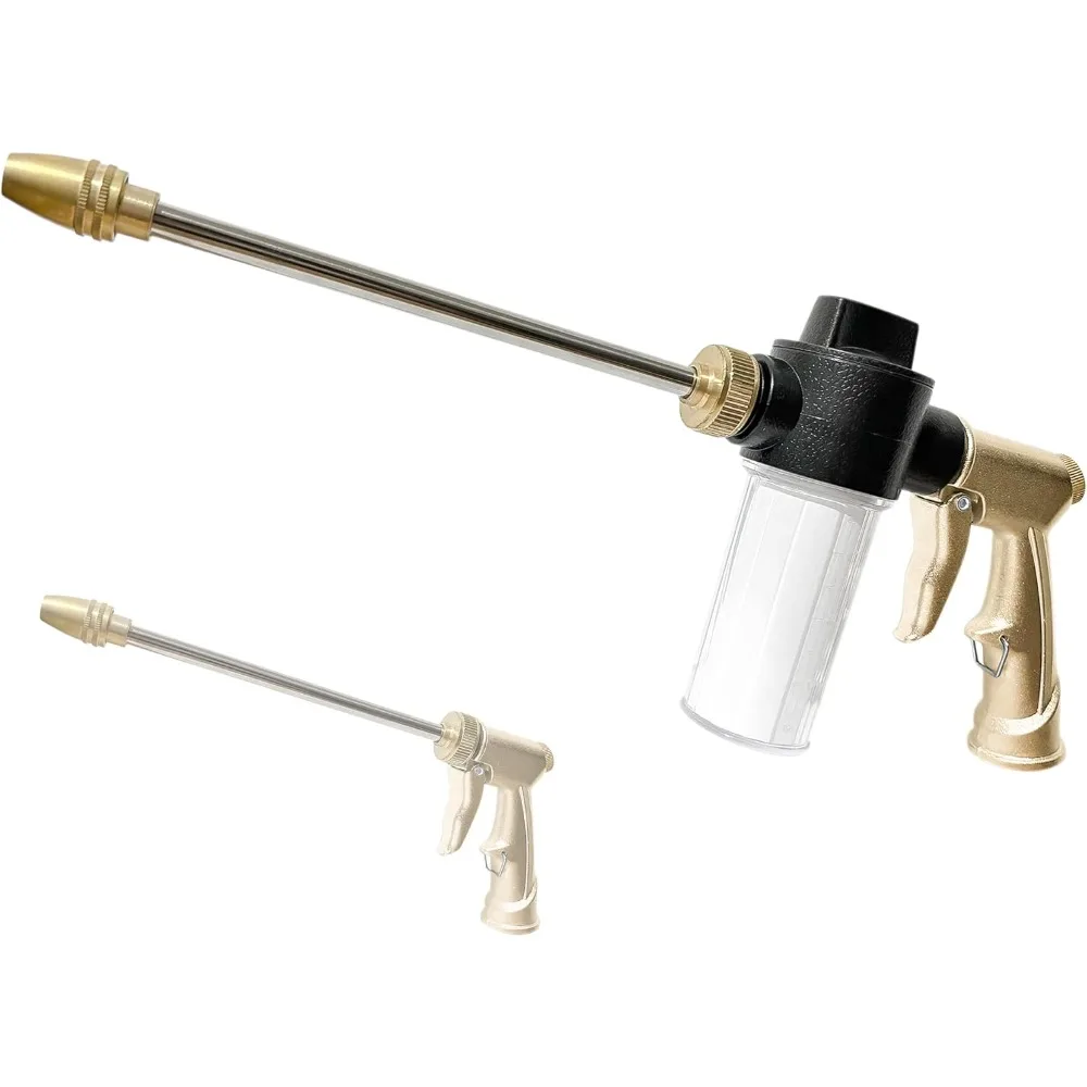 

High Pressure Garden Hose Nozzle Sprayer with 3.5oz Plastic Soap Dispenser Bottle, Heavy Duty Car Wash Foam Gun, Adjustable Nozz