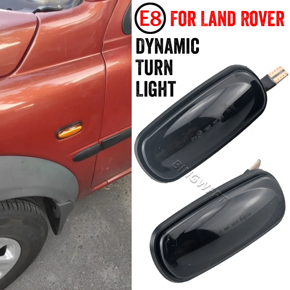 2PCS Dynamic Flowing LED Side Marker Light For Land Rover Discovery 2 1999-2004 Defender Freelander 1 2002-2005