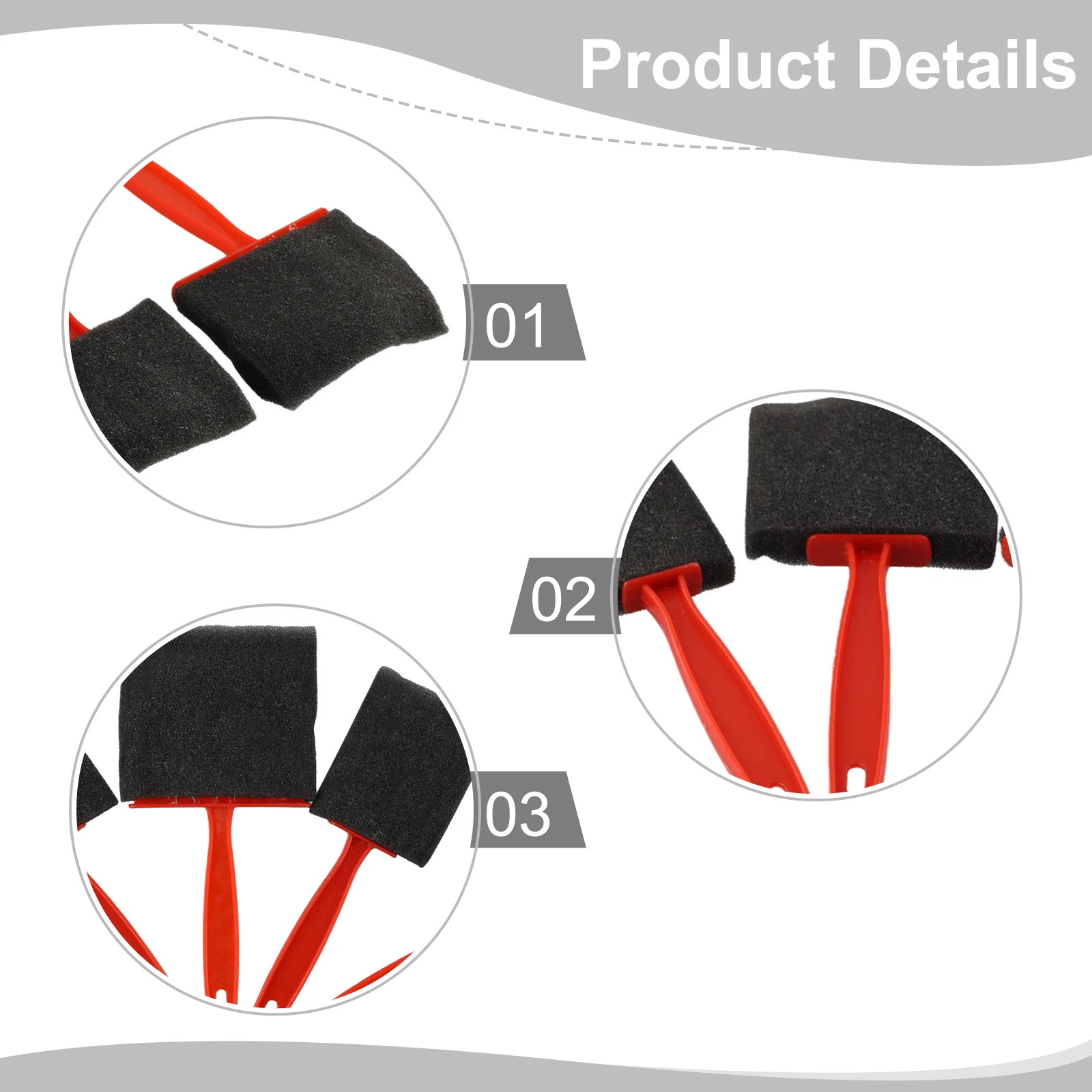 5-Piece Foam Brush Set For Painting And Finishes Sponge Applicators With Ergonomic Handles Assorted Sizes