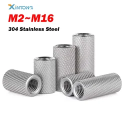 M2 M2.5 M3 M4 M5 M6 M8 M10~M16 304 Stainless Steel Extended Cylindrical Flat Head Knurled Hand Screw Nut Mesh Nut Adjustment Nut