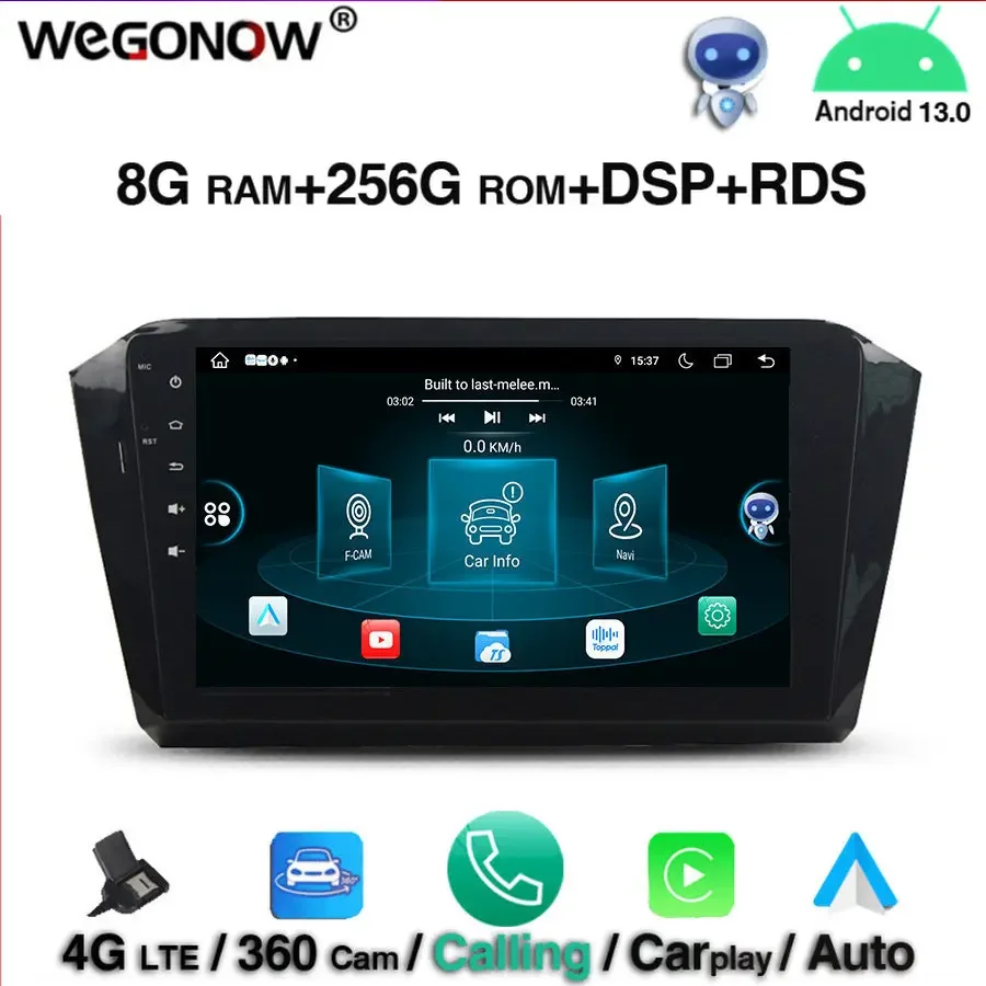 

For VW Magotan 2016 2017 DSP IPS Android13.0 8GB +256GB 8 Core Car DVD Player GPS RDS Radio 360 camera wifi Bluetooth5.0 Carplay
