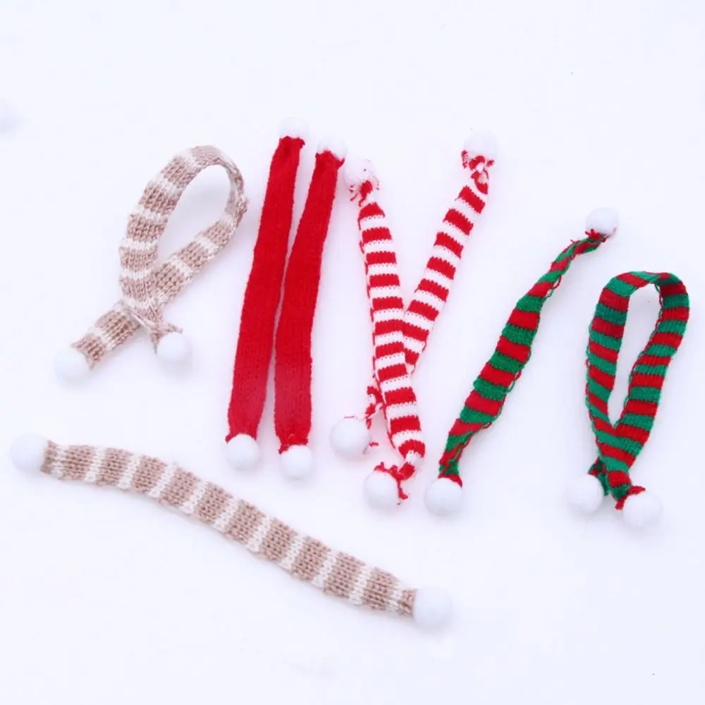 Neck Scarf 1:12 Doll Clothes Cap Pretend Play Mini Xmas Dolls Hat Soft Simulation Christmas Doll Scarf Doll House Decor