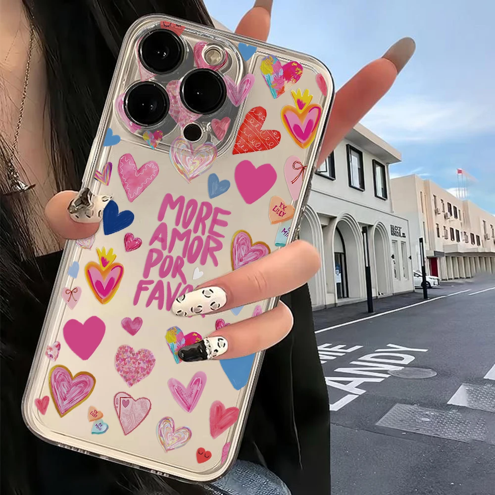 Korean Y2K Colorful Hearts Phone Case For Samsung A57 A07 A36 A26 A56 A16 A06 A55 A35 A25 A15 A05 A54 A34 A24 A14 A13 A53 Cover