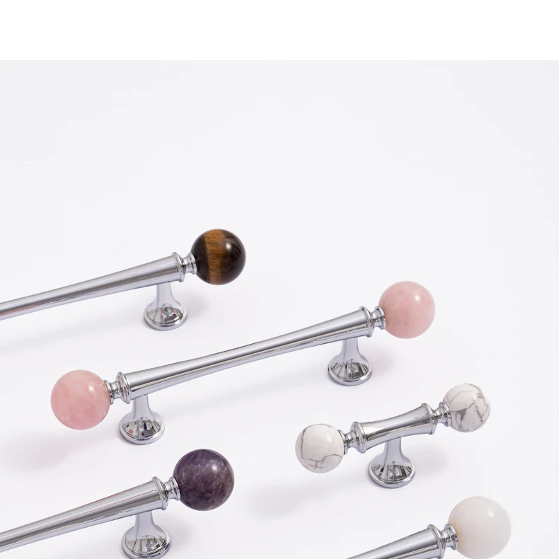 Crystal style cabinet handle with chrome finished brass base — product image 17