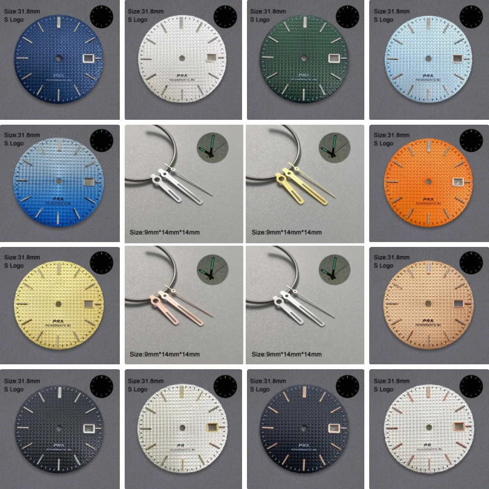 High-Quality 31.8mm S Logo PRX Dial Fit NH35 Automatic Movement Green Luminous Watch Modification Accessories