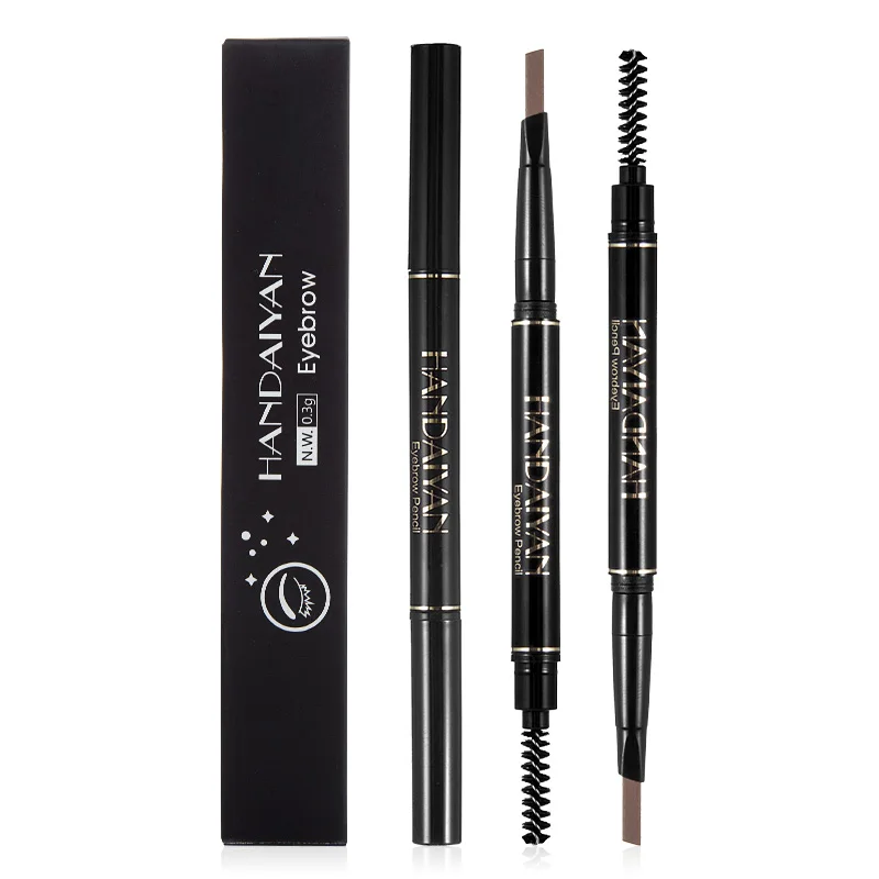 HANDAIYAN crayon à sourcils 5 couleurs étanche anti-taches Double tête crayon à sourcils rotatif automatique avec brosses à sourcils