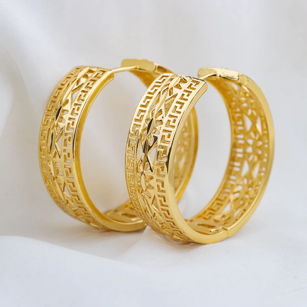 4set Gold Farbe Creolen für Frauen Exquisite Mode Runde Hohl-out Hochzeit Kupfer Ohrringe Engagement Schmuck Zubehör – Detail 9