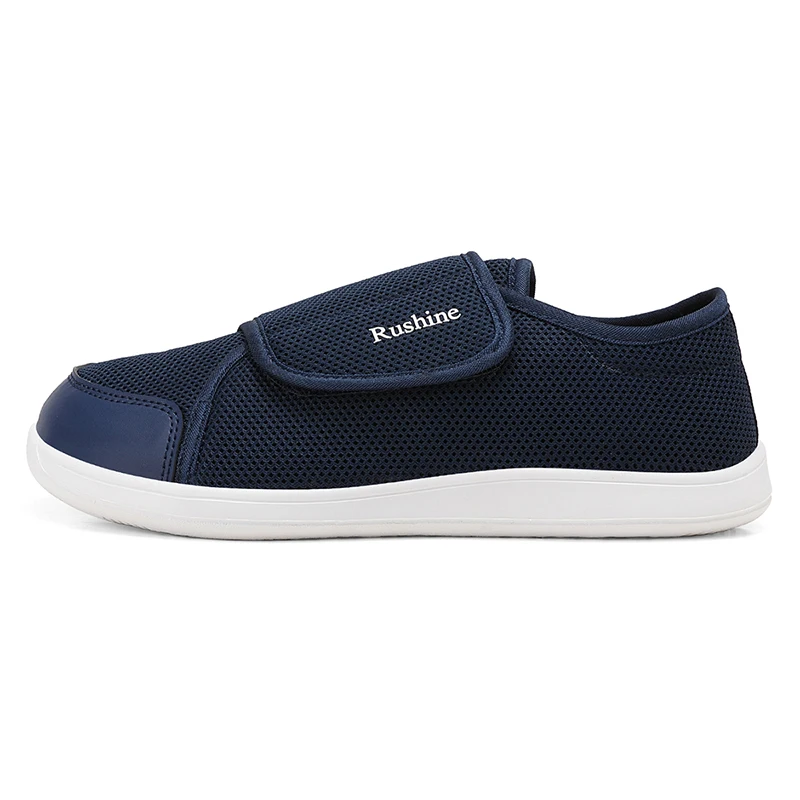 Autumn Navy Blue Women's Wide-Fit Walking Shoes, Spacious Shoe Compartment That Doesn'T Squeeze Toes, Quick-Drying Breathable Mesh Surface, Lightweight Eva Cushioning Sole, Casual Slip-On Shoes for Diabetic Feet and Swollen Feet