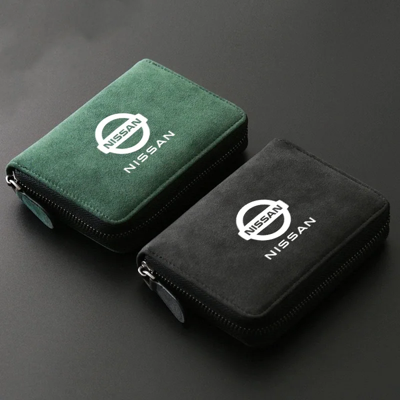 Car Card Holder Zipper Wallet Solid Coin Pursed Key Bags for NISSAN Maxima Altima Versa Sentra Sunny Teana Qashqai X-Trail Juke