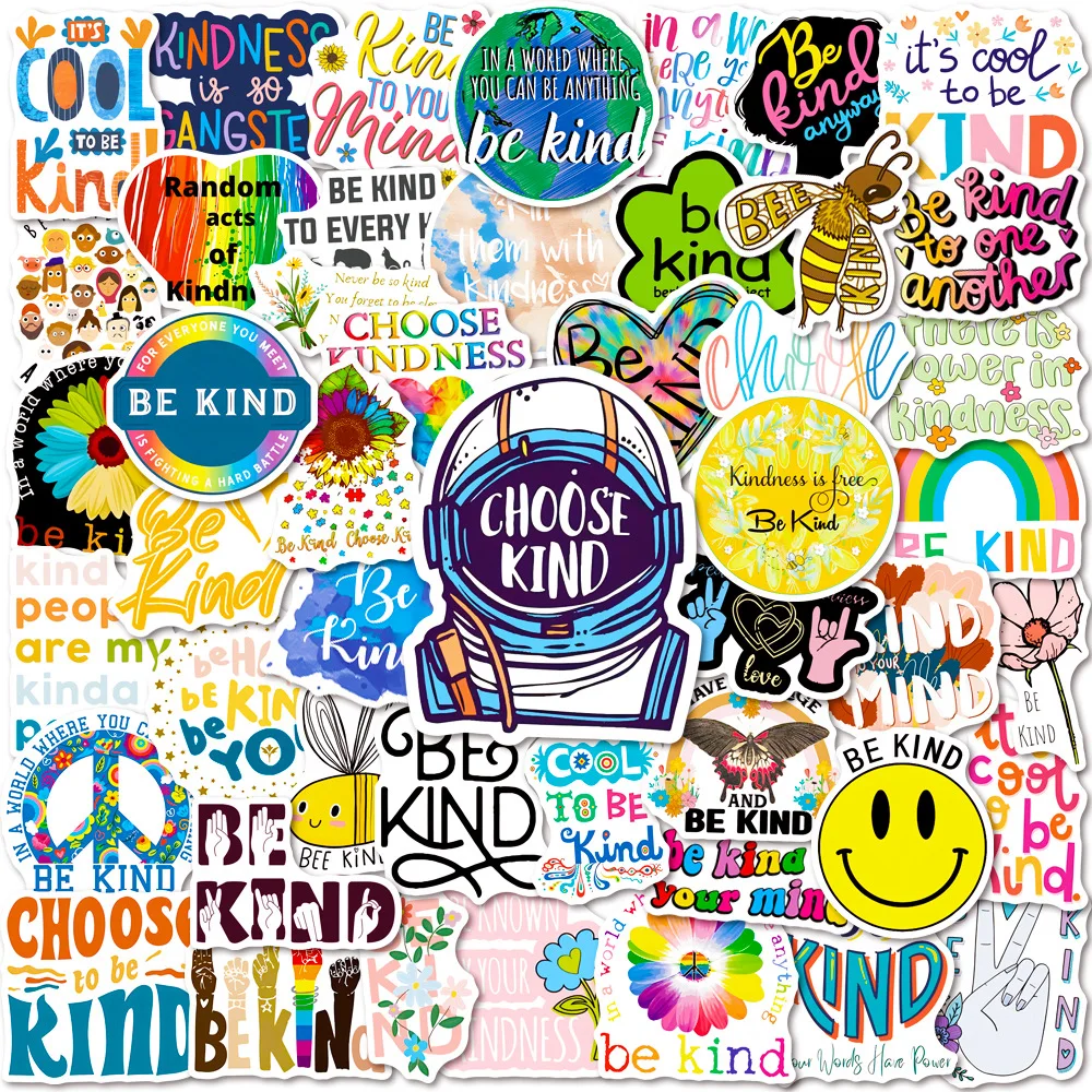 50 Stück Niedliche 'Be Kind' Psychische Gesundheit Graffiti-Aufkleber DIY Kinder Scrapbook Notizbuch Handy Gepäck Kühlschrank Auto Sticker Spielzeug