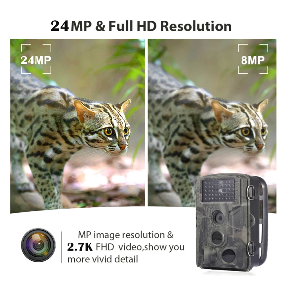 

HC-802A Wildlife Trail Outdoor Hunting Camera 24MP 2.7K Night View Motion Detection Scouting Photo Traps Track