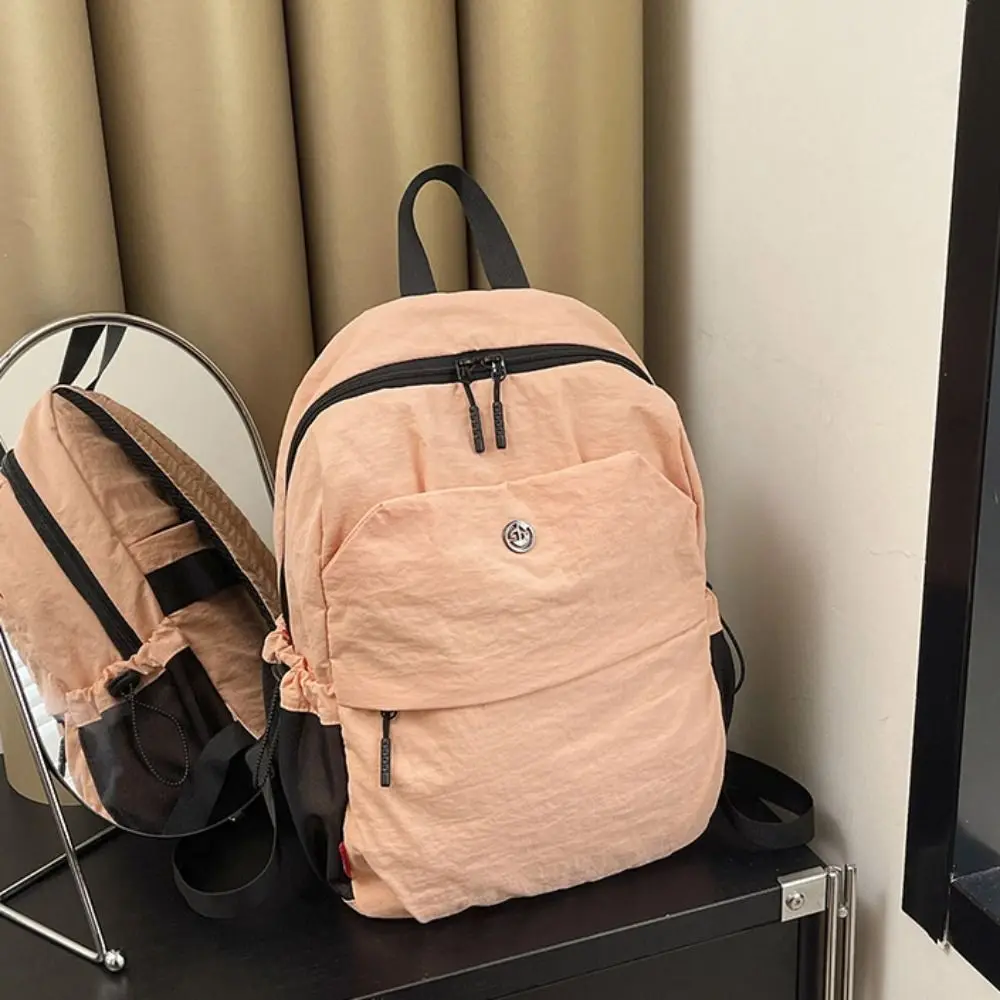 ポータブル小型パックスポーツナイロンバックパック無地ハンドバッグ無地ショルダーバッグ韓国スタイルレトロバックパック学生