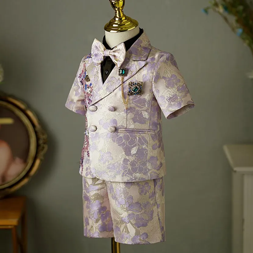 Jungen-Ausverkaufskleidung Modische Bühnenanzüge für Klavieraufführungen Hochzeit Geburtstag Auftritts-Party Blazer-Kostüm-Sets A2173 – Detail 4