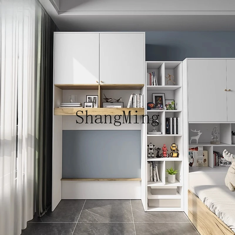 CLCabinet Gabinete de almacenamiento vertical integrado con puertas Escritorio de estudio Compañero Almacenamiento de madera maciza