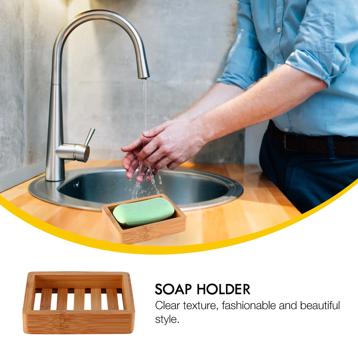 

Bamboo and Wood Soap Holder Dish Supplies Case Storage Tray Placing Rack Container