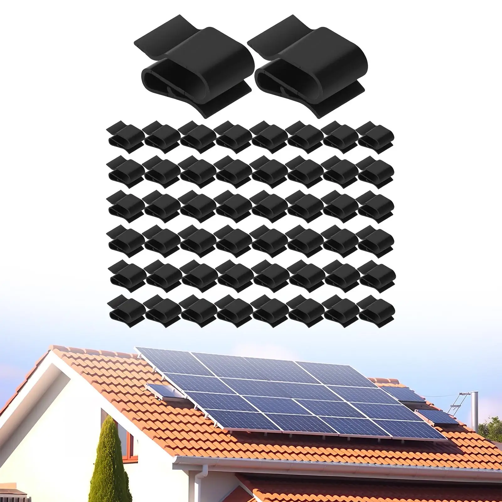 PV Cable Clamp Solar Panel Wire Clip PP Plastic Bracket Portable Compact for Photovoltaic Module Cable Management Home Office